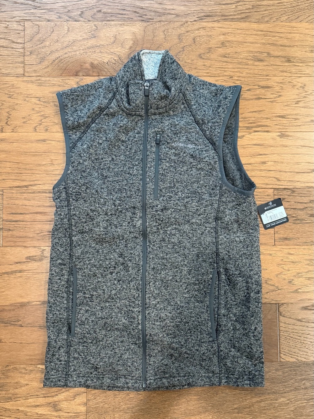 Eddie Bauer Men's Gray Full-Zip Textured Fleece Vest